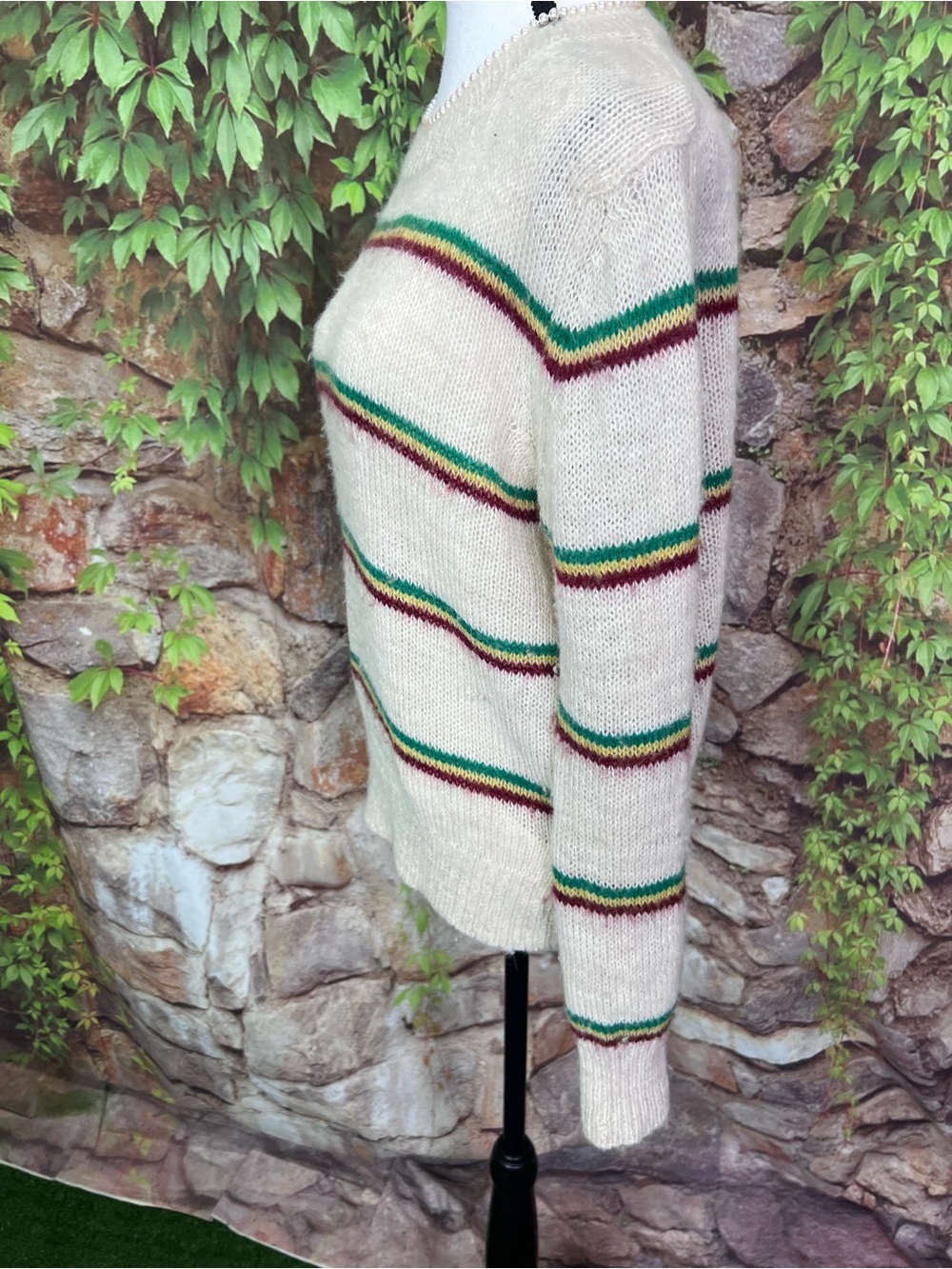 ISABEL MARANT ETOILE Cream Striped Alpaca/Wool Crewneck Sweater, 36/US S - Picture 4 of 13